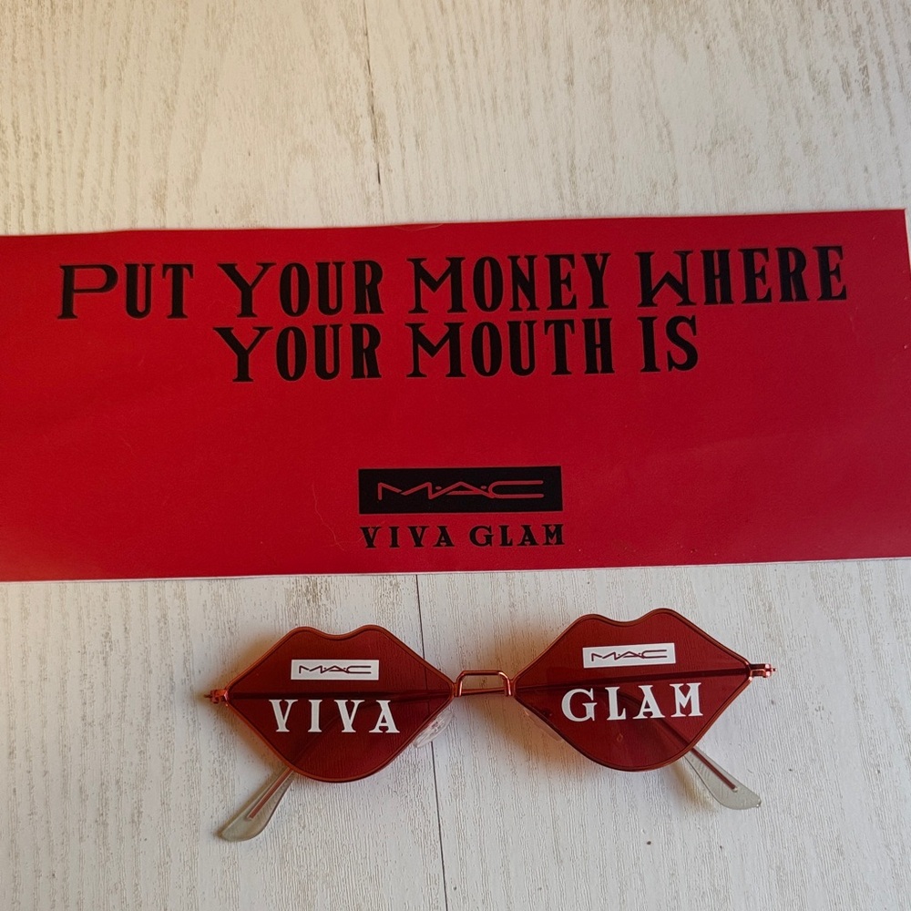 MAC Cosmetics Viva Glam Lip-Shaped Red Glasses and sticker